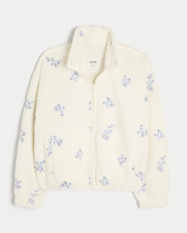 Women's Embroidered Sherpa Fleece Jacket | Women's The Soft Life | HollisterCo.com | Hollister (US)