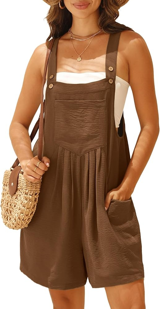GRECERELLE Jumpsuits For Women Summer Short Overalls Casual Sleeveless Adjustable Loose Women's R... | Amazon (US)