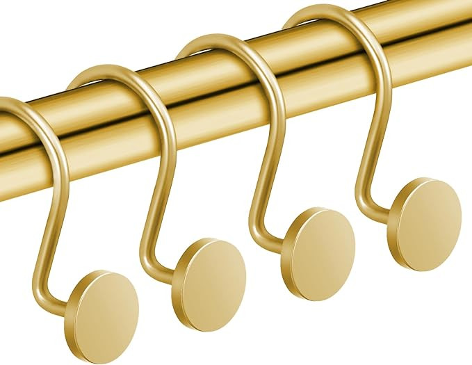 CHICTIE Gold Shower Curtain Hooks, Rustproof Shower Curtain Rings for Bathroom, Metal Shower Hook... | Amazon (US)