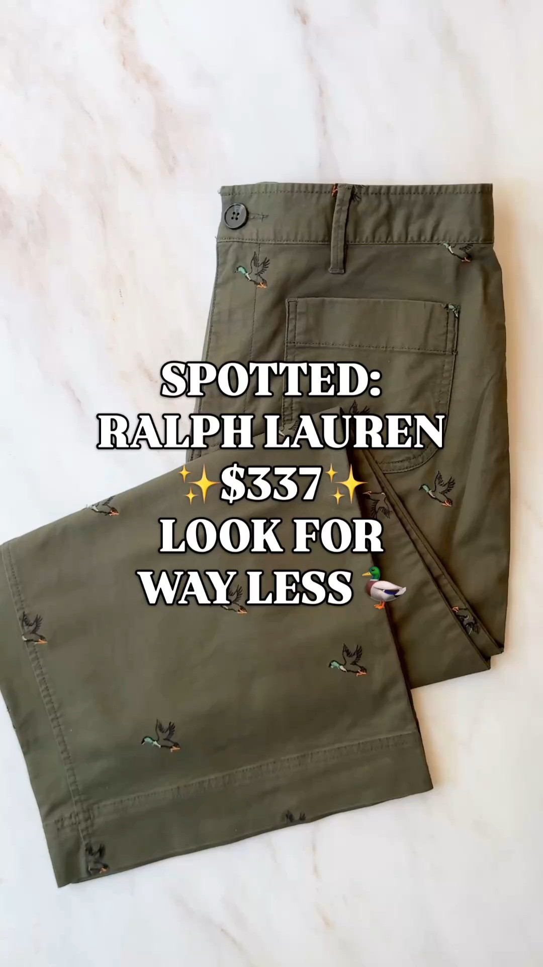 Ralph Lauren look for less | Walmart duck pants | Free Assembly fall | Anthropologie Colette look

SPOTTED: the $337 Polo Ralph Lauren Whitman trouser look for way less on Walmart. Tiny flying mallards scattered across dark olive cotton bring the same heritage sportswear and vintage sporting club language Ralph Lauren does so well.

The designer pair is brown with a relaxed tapered leg. Free Assembly translates the mallard story into a high rise cropped wide leg silhouette that feels very Anthropologie Colette. Both have fitted hips, a 26 inch cropped length and large patch pockets.

Basically, Ralph Lauren brought the heritage mallards, Anthropologie brought the Colette silhouette, and they put their registry on Walmart. I love when worlds collide productively. 🤝👯‍♀️

The Larchmont pants are 97% cotton and 3% elastane with four patch pockets, button and zip closure, belt loops and a half back elastic waistband.

Sizing note: I’m 5’4” and float between a 6 and 8. The medium worked great.

Pair them with cable sweaters, Oxford shirts, loafers or a navy blazer for teacher outfits, workwear, football weekends and preppy fall outfits.

Walmart fall fashion, Free Assembly pants, embroidered duck pants, mallard pants women, olive green pants, cropped wide leg pants, patch pocket pants, Ralph Lauren inspired outfit, Ralph Lauren Americana, heritage prep style, equestrian style women, country club outfit, Anthropologie Colette pants look for less, fall outfits women, teacher outfits, work outfits women, designer look for less

#LTKFindsUnder50 #RalphLauren #HeritagePrep #AnthroStyle #Anthropologie #PreppyStyle #LookForLess #WalmartFinds #WalmartStyle #FreeAssembly #FallOutfits

#LTKSeasonal #LTKWorkwear #LTKOver40