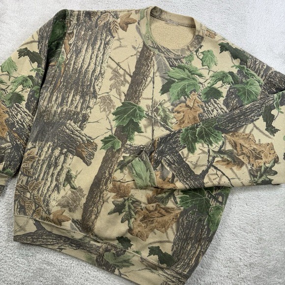 Vintage Jerzees Outdoors Sweatshirt Men Large Realtree Camo Fleece Crewneck USA | Poshmark