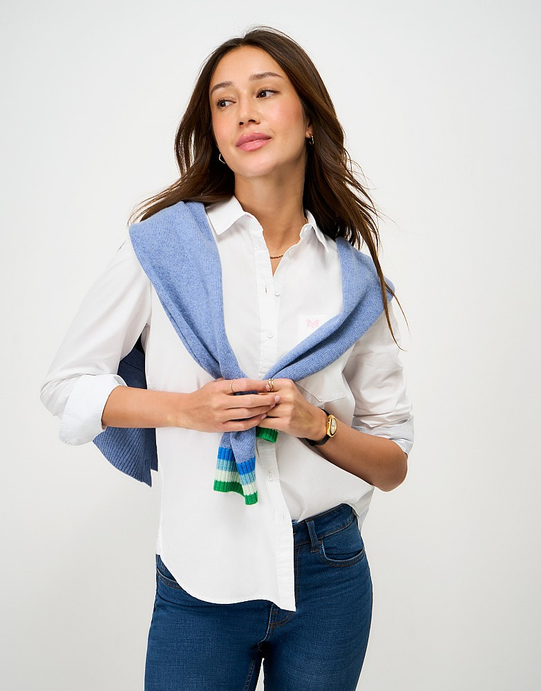 Relaxed Fit Cotton Poplin Shirt in White | Crew Clothing (UK)