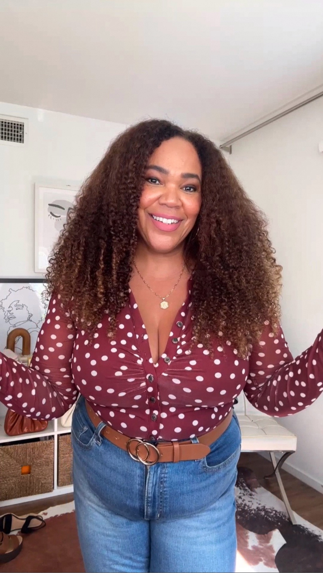 Liking polka dots 🎲 lately! Got the top in a large jeans 32. 🫶🏾

This is from my weekly shopping 🛒 @amazonlive livestream show 📺 on my @amazon storefront.  Go to the link 🔗 in bio to follow me on Amazon and to get notifications of when I go live!

#LTKootd #LTKOver40 #LTKMidsize