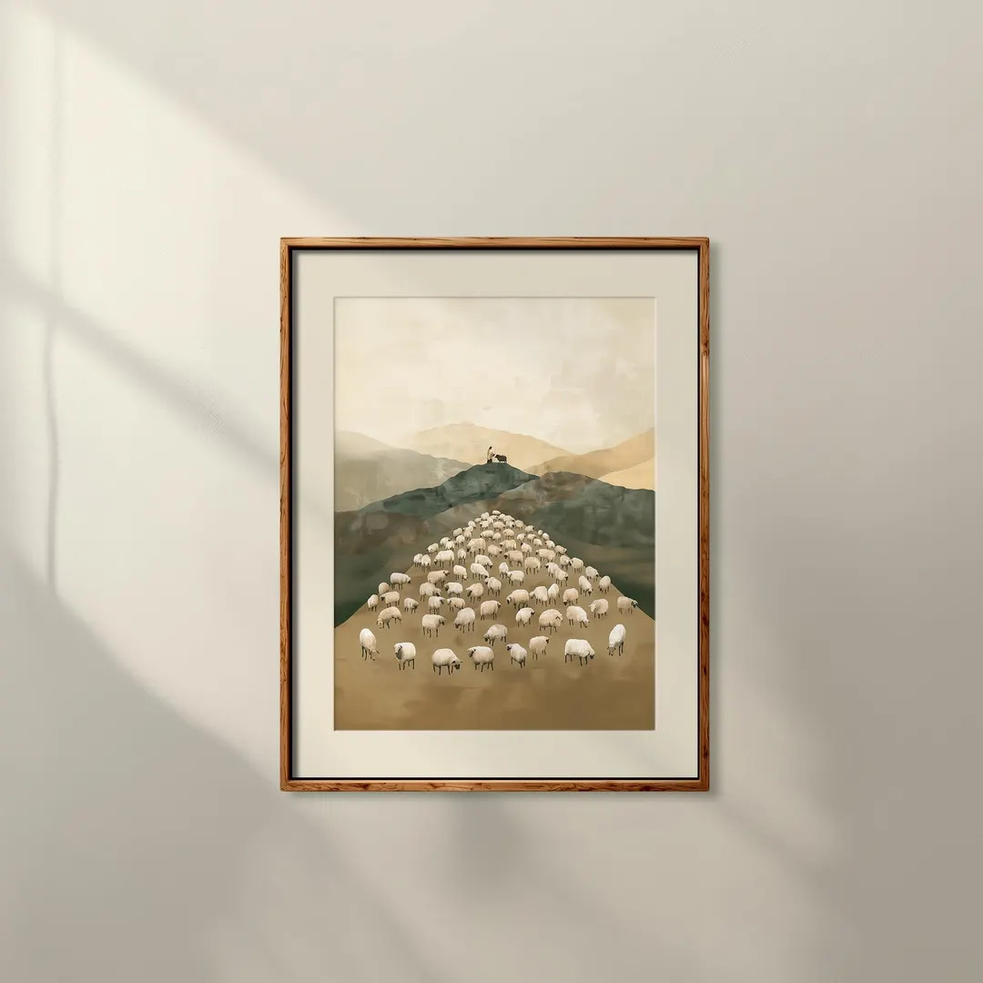 Jesus Leaves the 99 Art Print Unframed, Christian Wall Art Parable of the Lost Sheep Good Shepher... | Etsy (US)