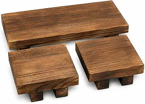 Klunk Wooden Risers for Display, Bathroom Kitchen Counter Decor, Set of 3 | Amazon (US)