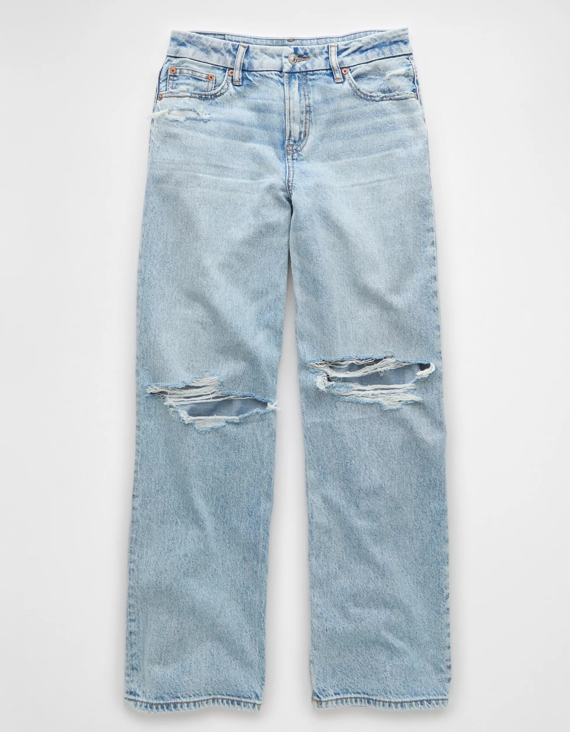 AE Strigid Curvy Ripped High-Waisted Stovepipe Jean | American Eagle Outfitters (US & CA)