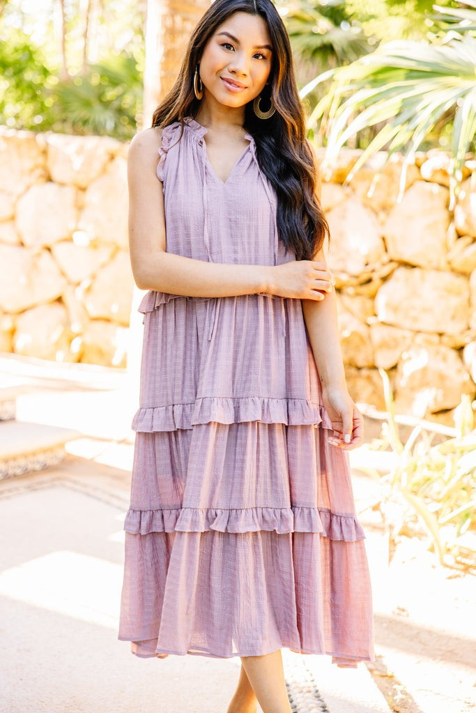 Pursue Perfection Mauve Pink Ruffled Midi Dress | The Mint Julep Boutique