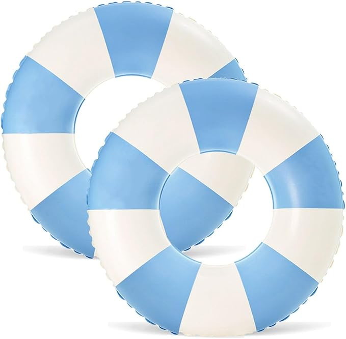 33 inch Inflatable Pool Floats for Adults- 2 Pack Striped Floaties Pool Tubes Swim Rings Inflatab... | Amazon (US)