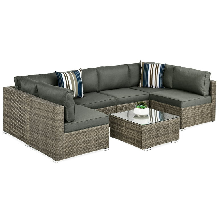 Best Choice Products 7-Piece Outdoor Modular Patio Conversation Furniture, Wicker Sectional Set -... | Walmart (US)