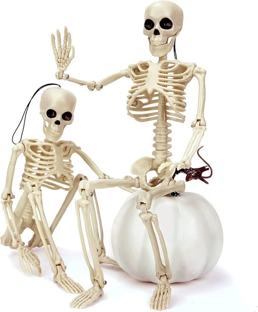 Amazon.com: 2PCS Skeleton Halloween Decorations, 16" Full Body Posable Skeleton with Movable Join... | Amazon (US)