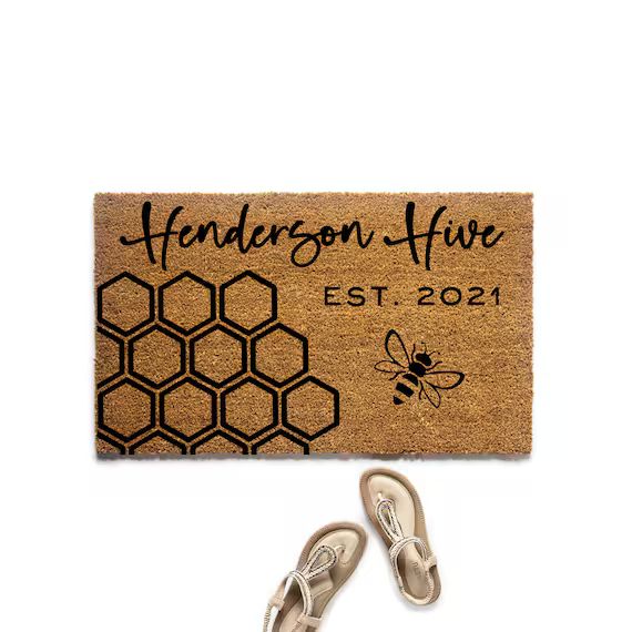 Custom Personalized Bee Hive Doormat Last Name Welcome Mat | Etsy | Etsy (US)