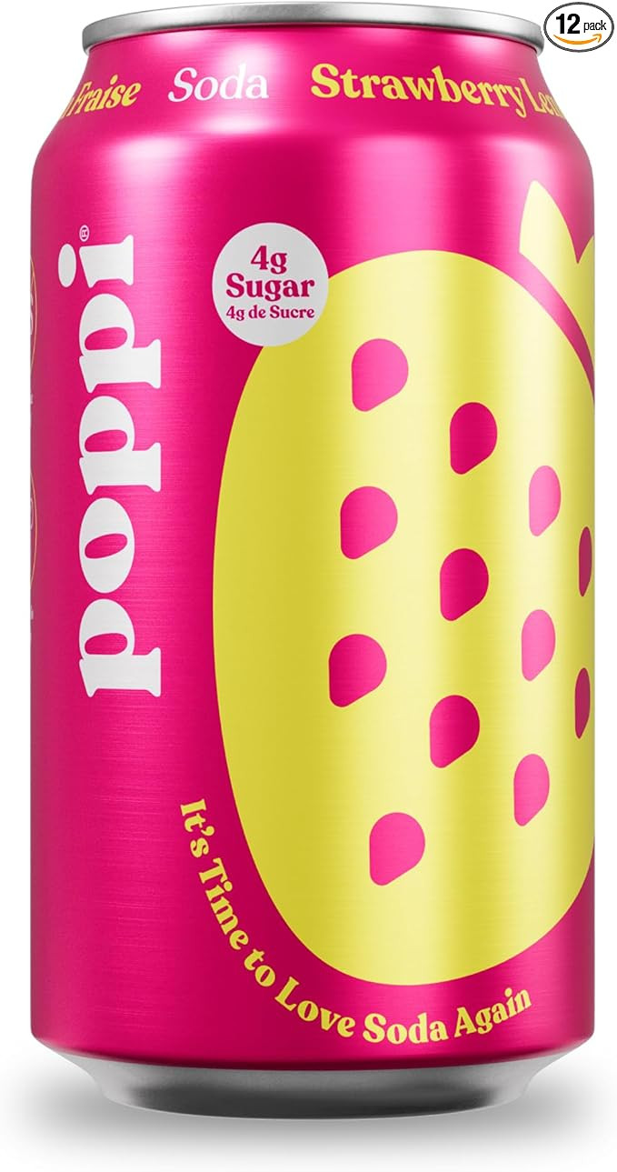 POPPI Soda, saveur fraise et citron, soda pétillant, boissons avec vinaigre de cidre de pomme, e... | Amazon (CA)
