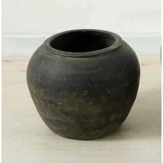Lily's Living 8"W Small Black Ceramic Indoor Outdoor Vintage Pottery Jar, Home and Garden Decor (... | Bed Bath & Beyond