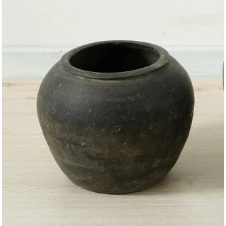 Lily's Living 8"W Small Charcoal/Gray Ceramic Indoor Outdoor Vintage Pottery Jar, Home and Garden... | Bed Bath & Beyond