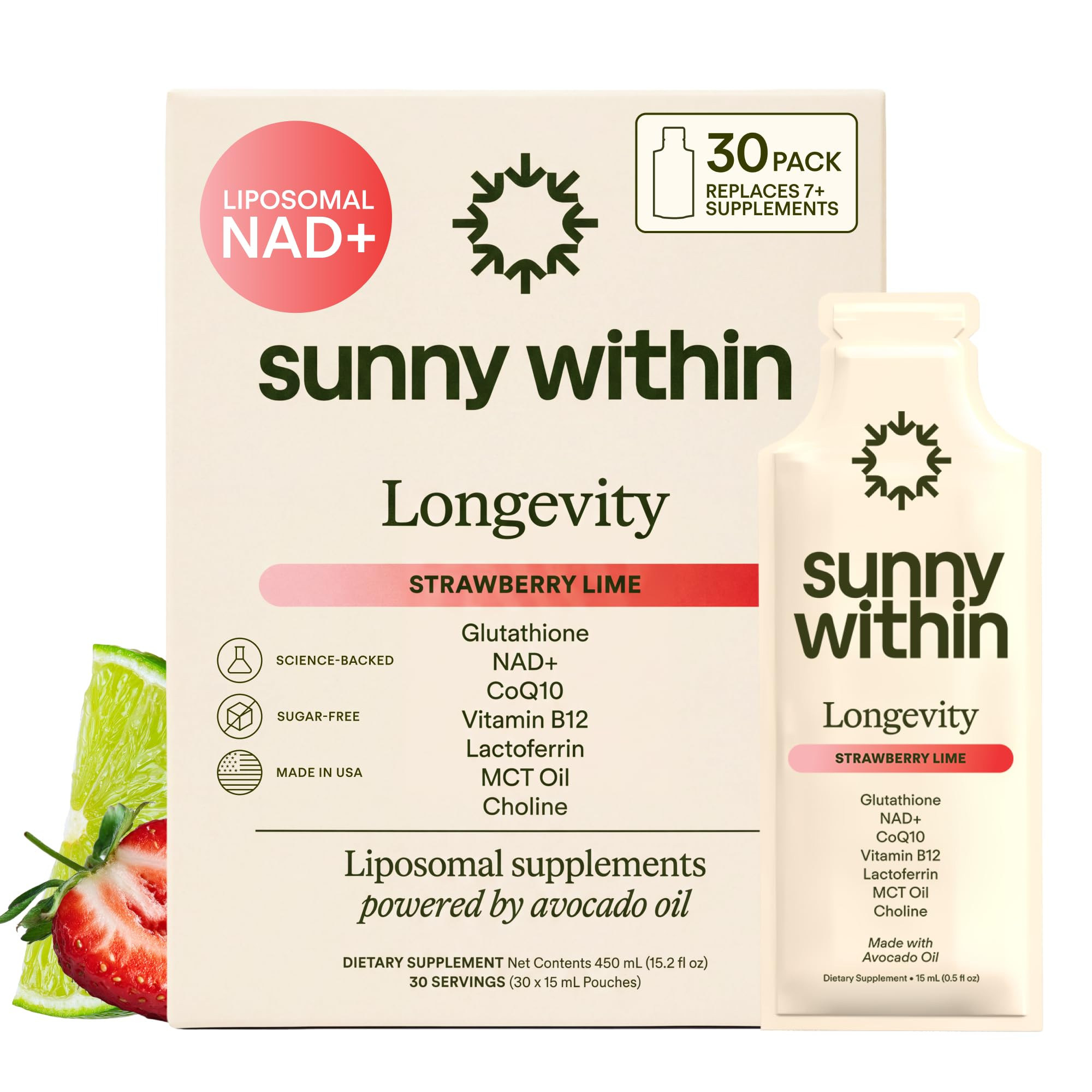 Liposomal Glutathione Supplement NAD+ Longevity Mix w/Liquid NAD+, CoQ10, B12, MCT & Avocado Oil ... | Amazon (US)