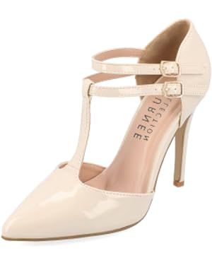 Journee Collection Womens Tru Stilletto Pumps with Double T-Strap and Patent Finish | Amazon (US)