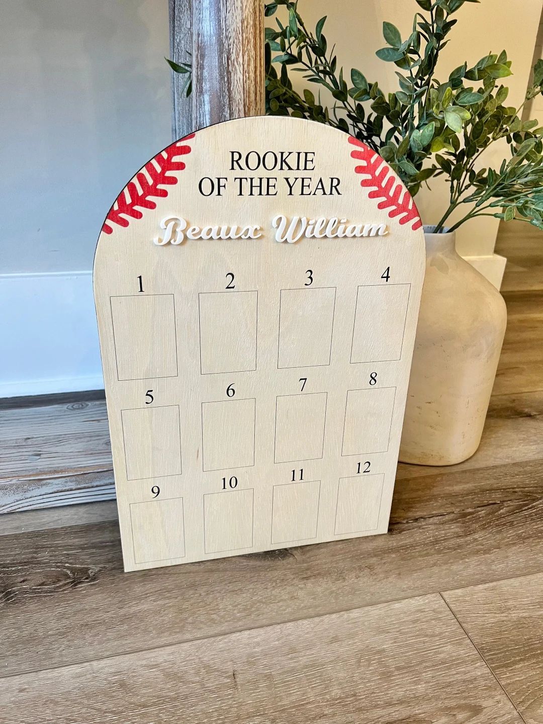 One Year Birthday Photo Board - Rookie of the Year - Baseball Theme Birthday Party Board - One Ye... | Etsy (US)