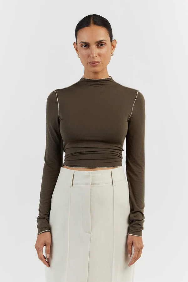 SOHO OLIVE LONG SLEEVE TOP | DISSH