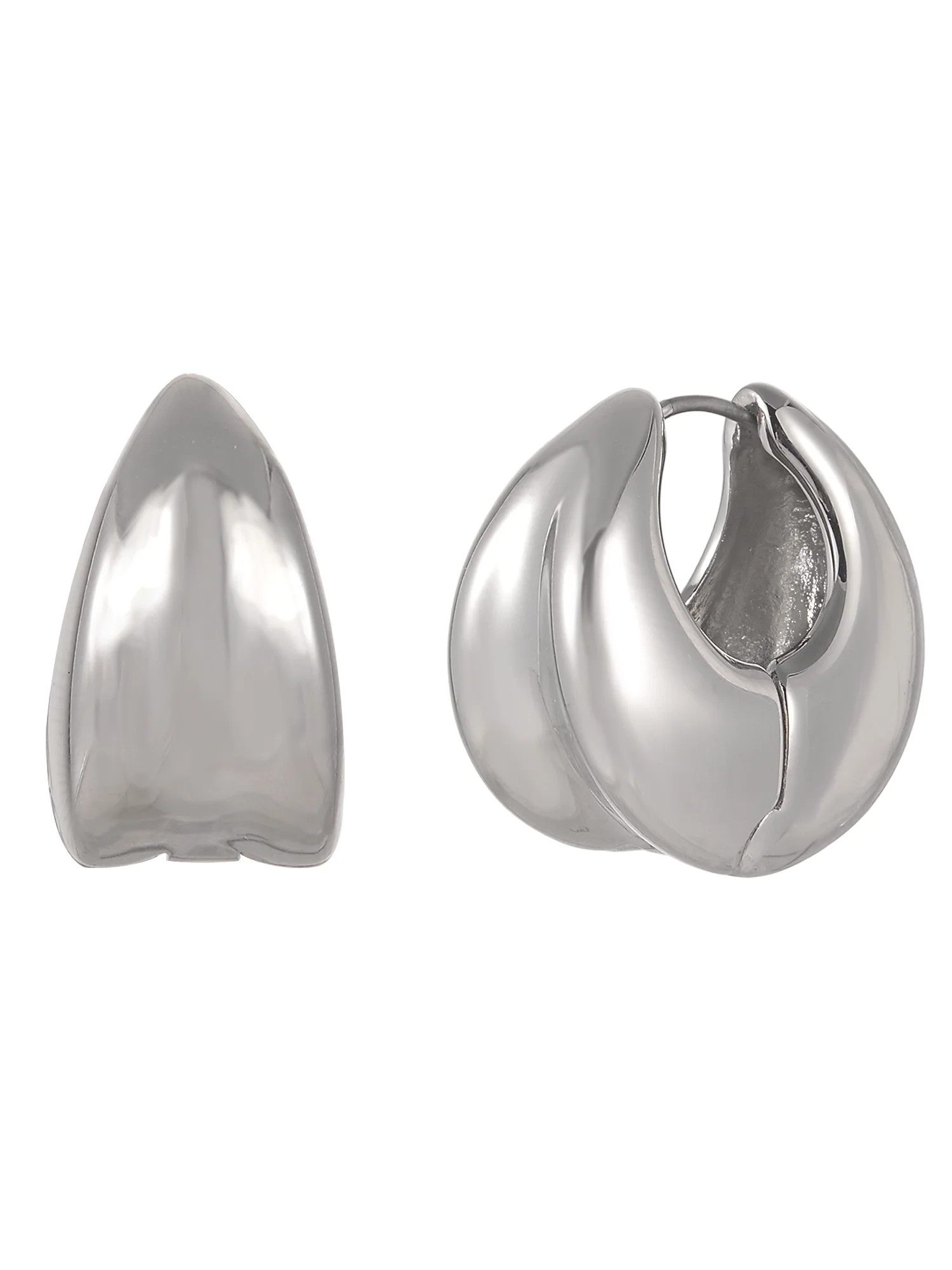 Time and Tru Silvertone Hinged Huggie Earring | Walmart (US)