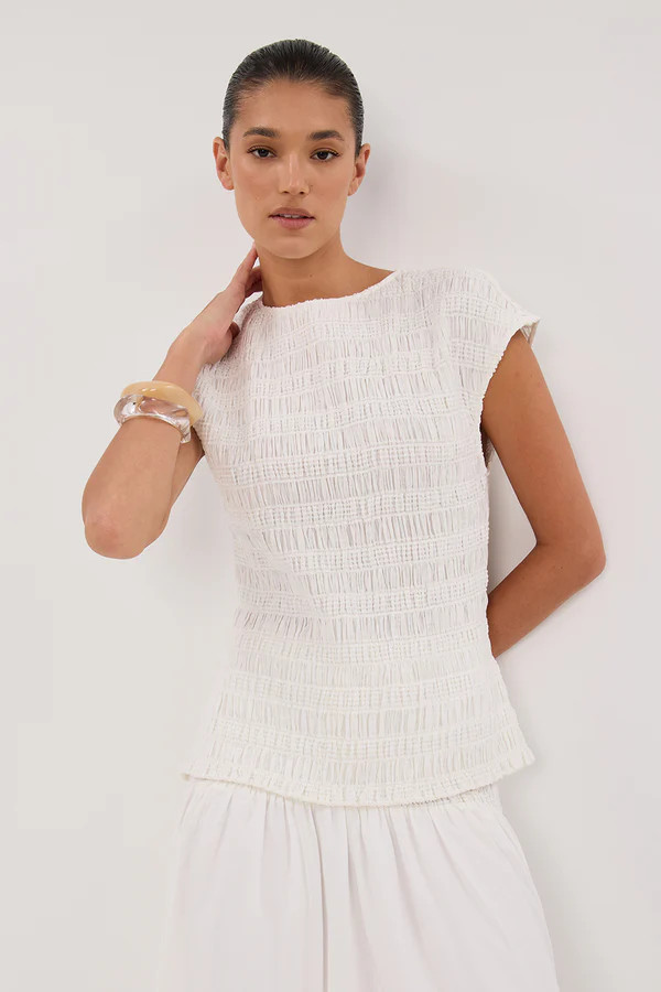 SIERRA WHITE TEXTURED TOP | DISSH