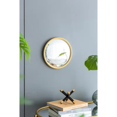 Convex Mirror With Gold Finish Rim For Bedroom Living Room Decor Round Iron Entryway - | Wayfair North America
