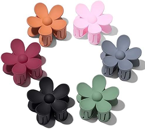 Amazon.com : 6 Pieces Big Acrylic Hair Claw Clips, Colorful Flower Hair Clips, Non Slip Cute Hair... | Amazon (US)