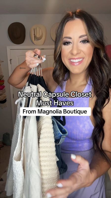 Neutral capsule closet must have her magnolia boutique wearing 27s and all the jeans and shorts and mediums in the romper and tops

#LTKVideo #LTKFindsUnder50 #LTKFindsUnder100