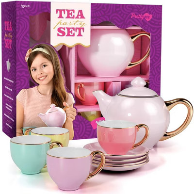 Pretty Me Ceramic Tea Party Set for Kids - 9-Piece, Pastel Colors | Target