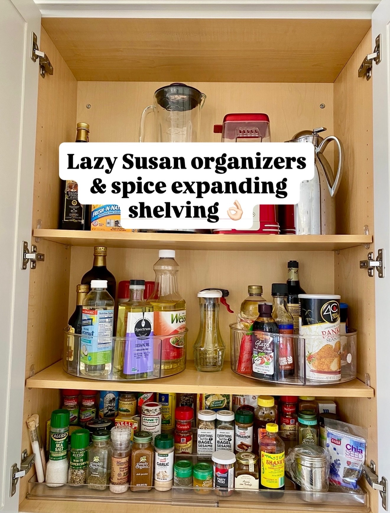 Lazy Susan organizer & the perfect spice expanding shelving 😍😍

#LTKFindsUnder100 #LTKOver40 #LTKFindsUnder50