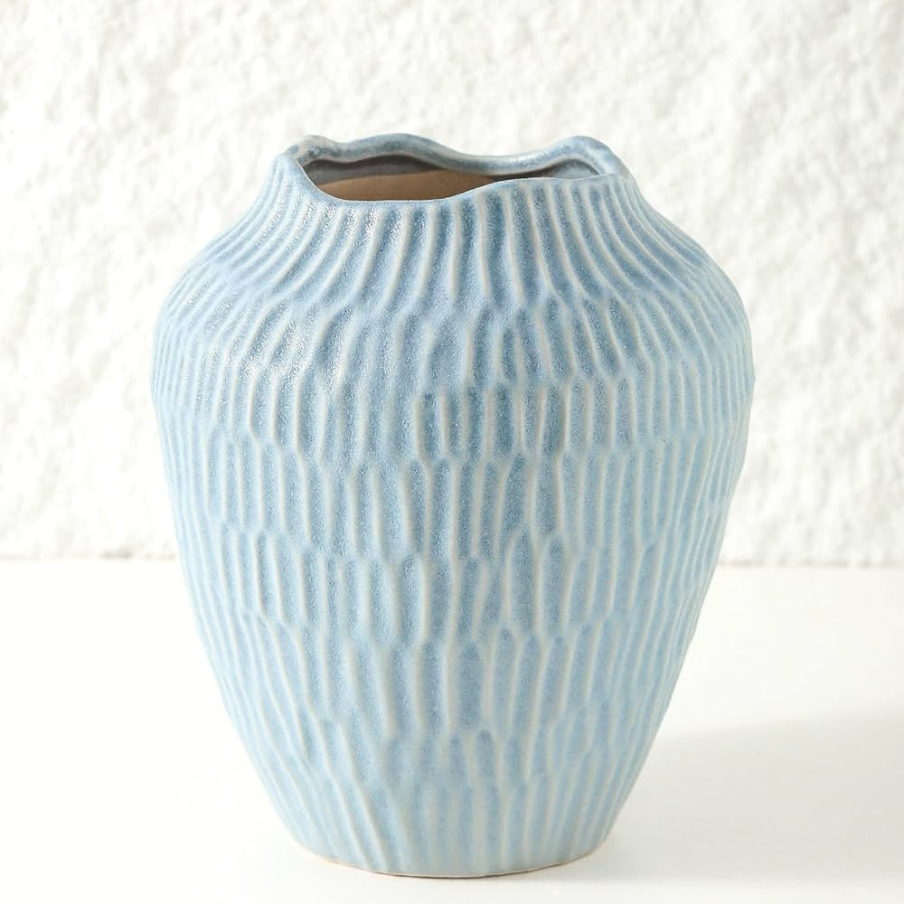 Ceramic Vase for Home Decor,7.8 Inch Flower Vases，Decorative Blue Vase for Pampas Grass，Moder... | Amazon (US)