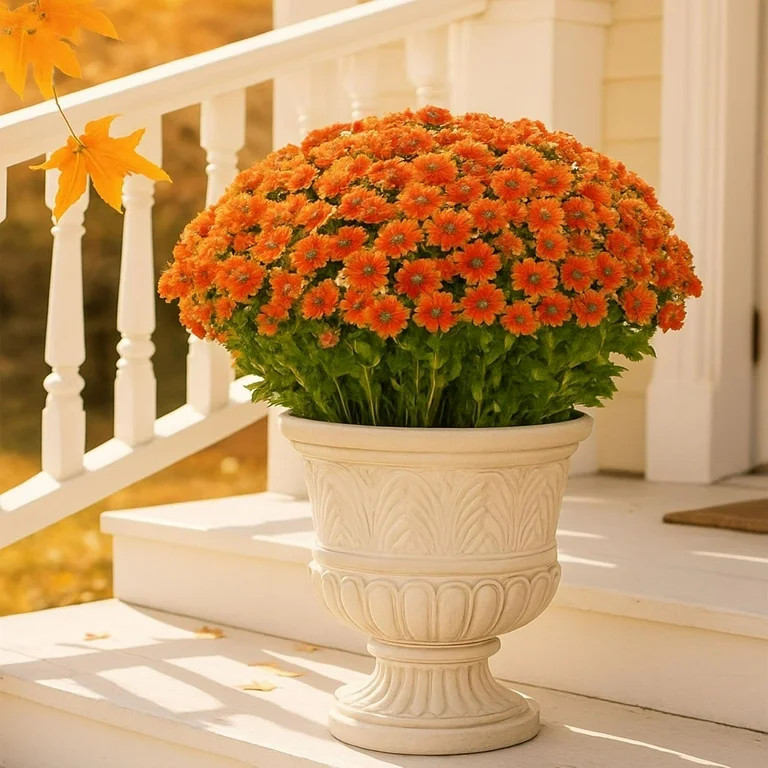 Artificial Sunset Mums - UV Resistant Outdoor Fall Flowers, Waterproof & Windproof Faux Mums for ... | Walmart (US)