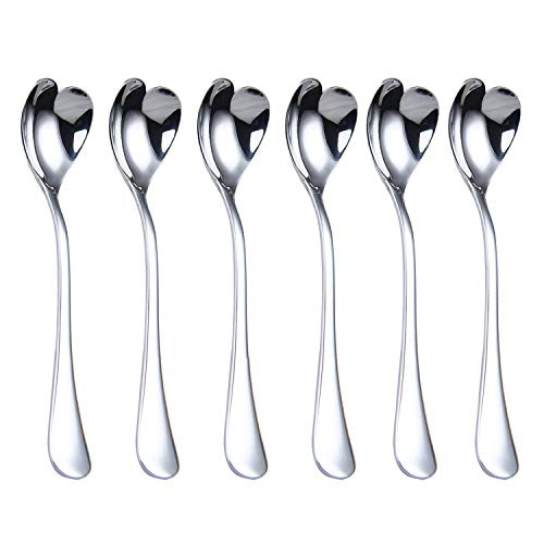 Mini Coffee Spoons, Demitasse Spoons, heart shaped spoons, 4.9-inch18/10 Stainless Steel Spoons Set Espresso Spoons, set of 6 | Amazon (US)