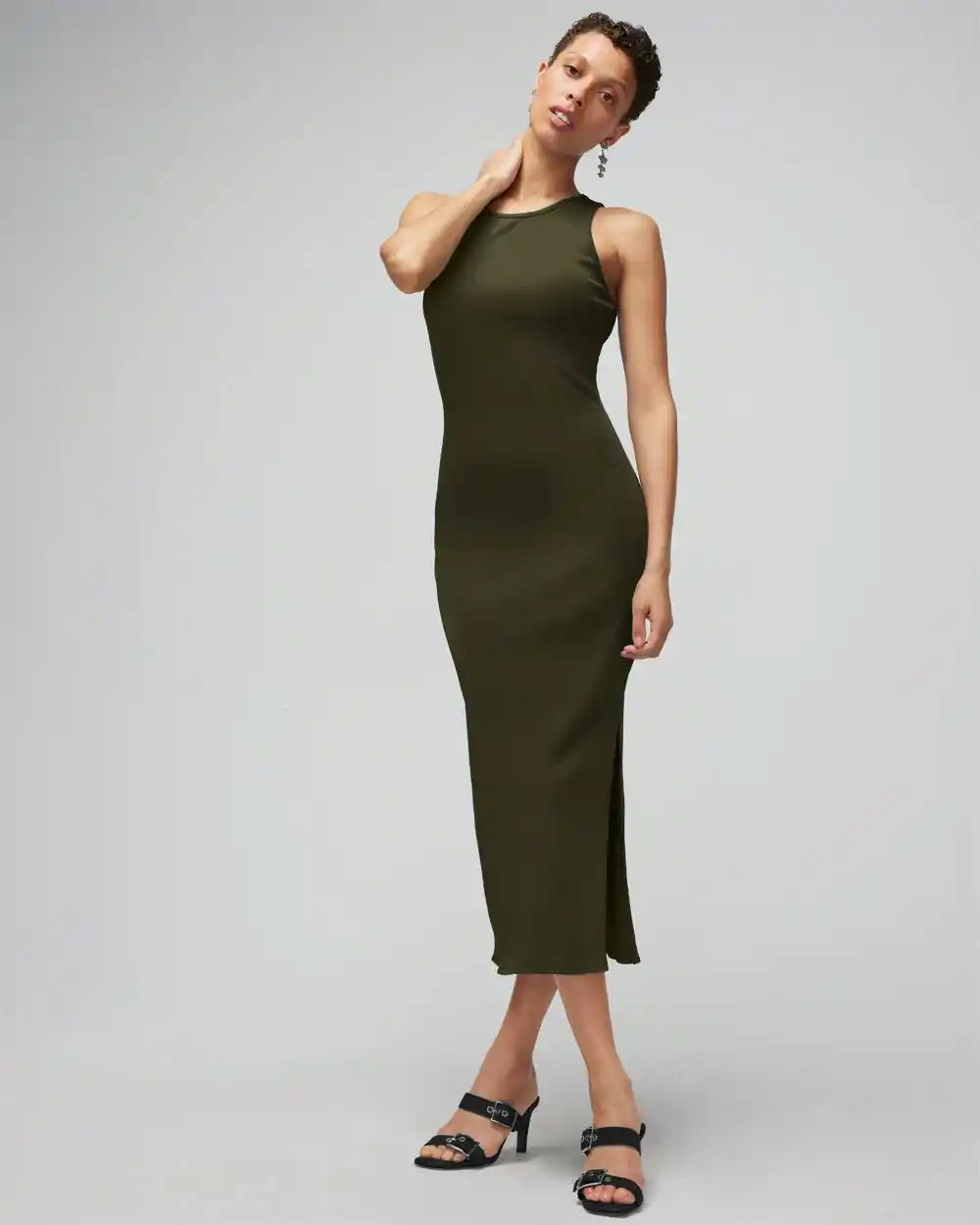 WHBM® FORME Rib Sleeveless Midi Dress | White House Black Market