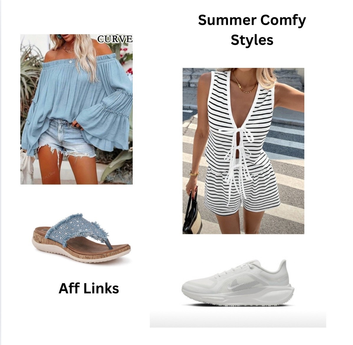 Vacay Outfit or Airport outfit Comfy Style
Nike Trainers
Blue Striped Top & Shorts
Blue off shoulder long sleeved top
Frayed design sandals (kindly gifted by Pavers)

Summer Comfy Styles 

#LTKstyletip #LTKsummer #LTKcurves