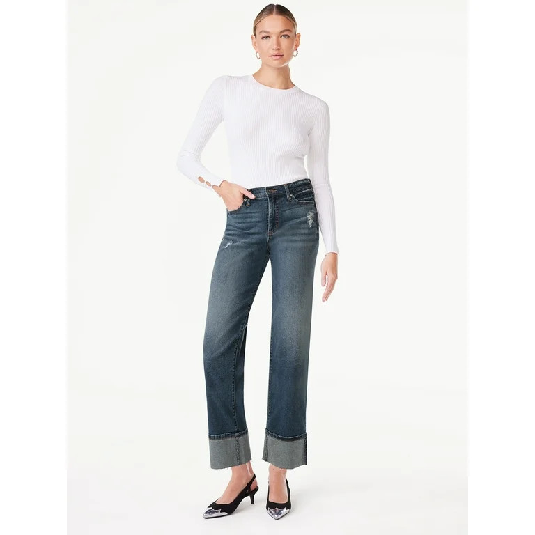 Scoop Women's Benton High Rise Cuffed Ankle Jeans, Sizes 0-18 | Walmart (US)
