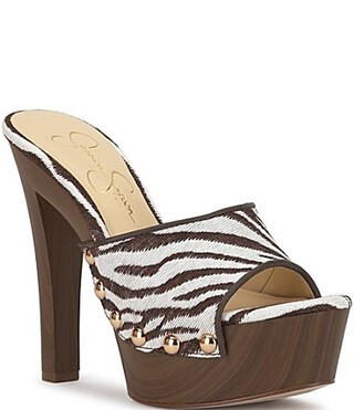 Jessica Simpson Cynlia Zebra Print Studded Platform Sandals - 8 | Dillard's
