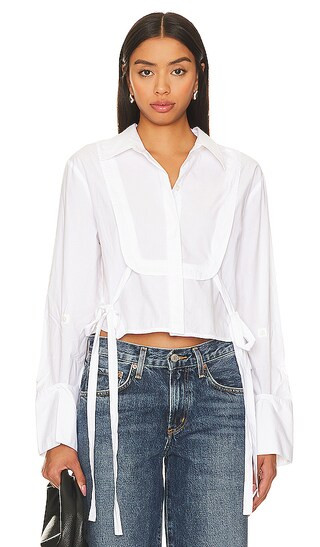 Virgina Tuxedo Shirt in Optic White | Revolve Clothing (Global)