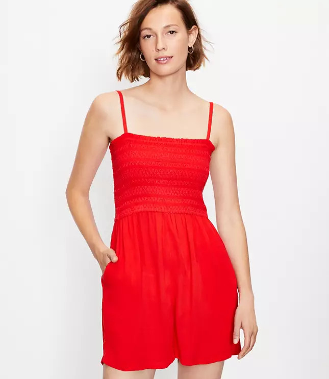 Smocked Pocket Romper | LOFT