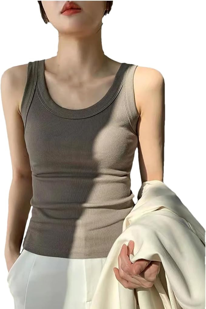 Women Knitted Cotton Summer Sleevless T Shirt Tops Women Casual White Tops Tank Tops | Amazon (US)