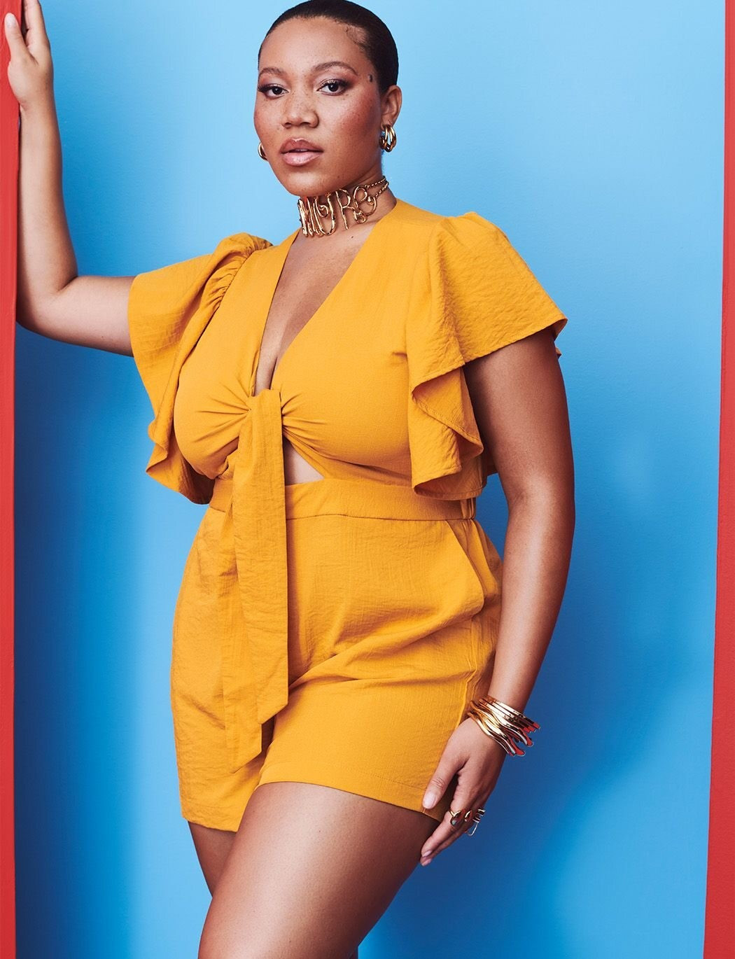Tie Bodice Romper With Flutter Sleeves | Women's Plus Size Dresses | ELOQUII | Eloquii