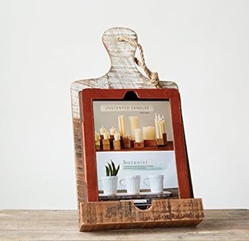 Creative Co-Op Distressed White Dipped Wood Tablet Holder | Amazon (US)