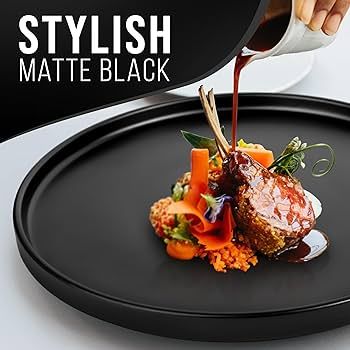 Matte Black Dinnerware Set - Ultra Chic Black Stoneware Dinnerware Sets for 4-12 pcs. Matte Black... | Amazon (US)