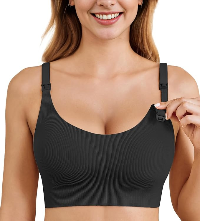 Ekouaer Nursing Bras for Breastfeeding Ribbed, Seamless Ultra Comfort Maternity Bralette Wireless... | Amazon (US)