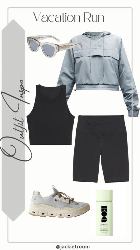 Vacation Running Outfit Inspo

Black Sports Bra & Biker Shorts: Old Navy
Grey Hoodie: Alo Yoga
Sneakers: On
Square Mirrored Sunglasses: Saint Laurent

#LTKShoeCrush

#LTKActive #LTKFitness #LTKSeasonal