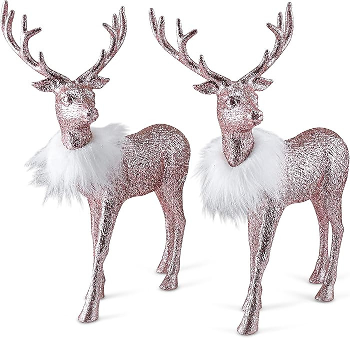 Ornativity Rose Glitter Christmas Reindeer - Xmas Holiday Party Deer Figurine Statues Dinner Tabl... | Amazon (US)