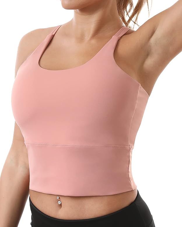 Yoga Tank Tops for Women Padded Sports Bra Workout Crop Tops Running Tank Top Built in Bra High Impa | Amazon (US)