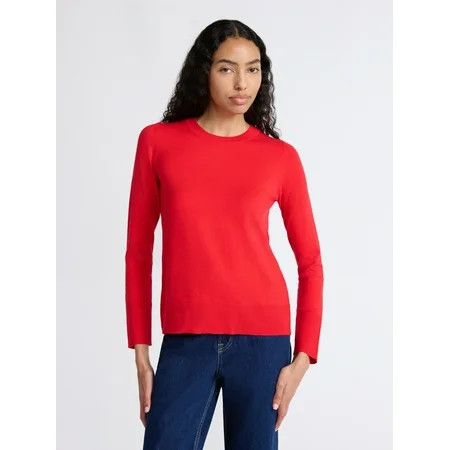 Free Assembly Women's and Women's Plus Cozy Yarn Crewneck Sweater with Long Sleeves. Lightweight,... | Walmart (US)