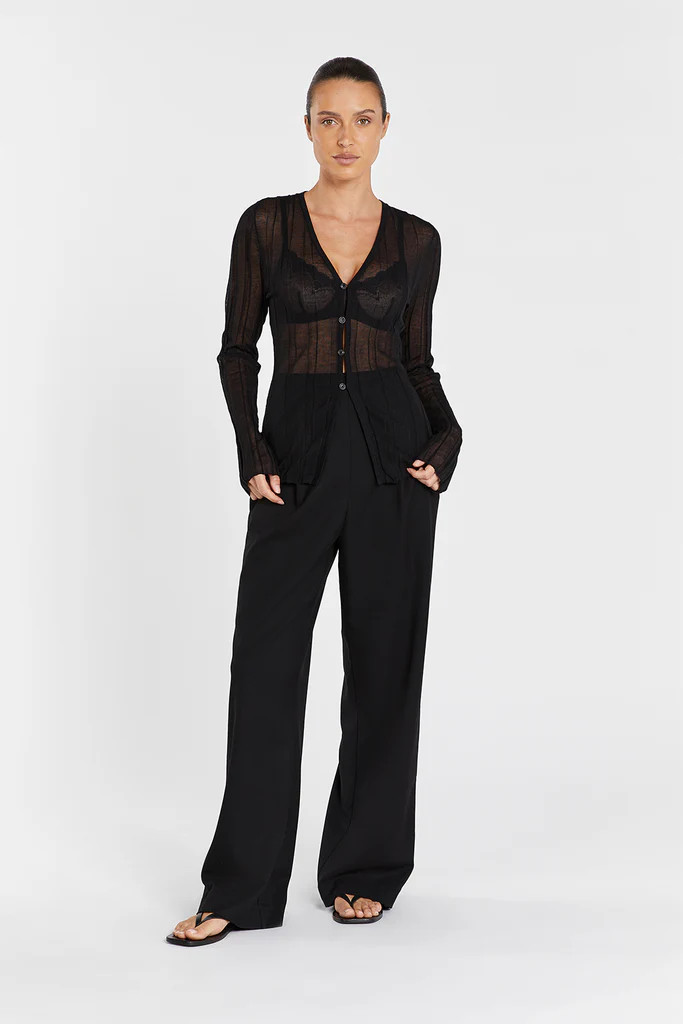 NOVA BLACK LONG SLEEVE KNIT TOP | DISSH