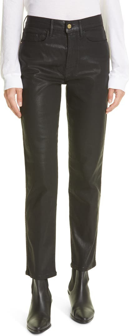 Women's Le Syvie Coated High Waist Straight Leg Jeans | Nordstrom