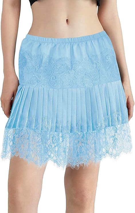 tagunop Women's Mini Lace Slip Skirt Removable Layering Shirt Extender Half Length Undershirt Ski... | Amazon (US)